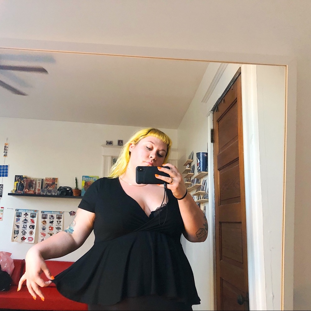 black peplum top
